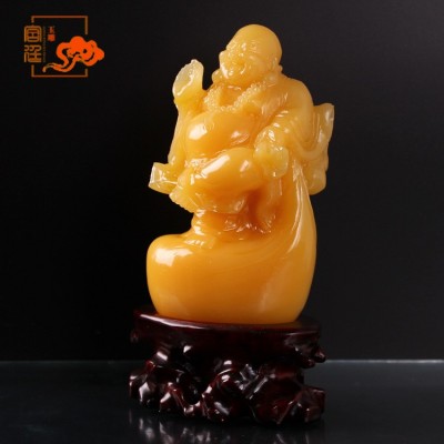 厂家供应 米黄玉玉雕布袋佛 摆件装饰品厂家直销批发图5