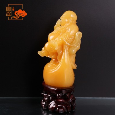 厂家供应 米黄玉玉雕布袋佛 摆件装饰品厂家直销批发图2