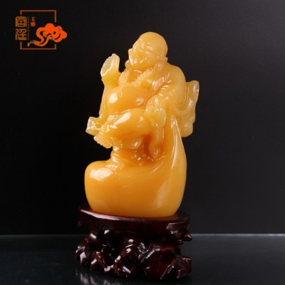 厂家供应 米黄玉玉雕布袋佛 摆件装饰品厂家直销批发图3
