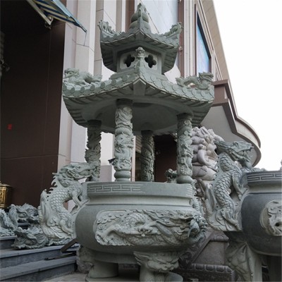 青石石材香炉 寺庙道观石雕香炉石材石雕青石香炉雕刻花岗岩寺庙图3