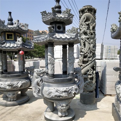 青石石材香炉 寺庙道观石雕香炉石材石雕青石香炉雕刻花岗岩寺庙图2