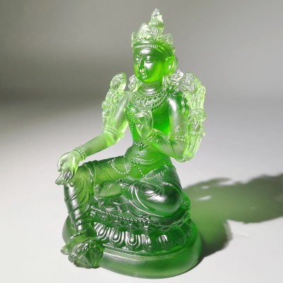 大号琉璃佛像 琉璃工艺品寺庙纪念收藏品密宗佛绿度母 琉璃摆件图3