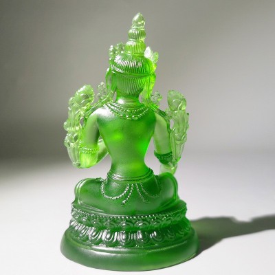 大号琉璃佛像 琉璃工艺品寺庙纪念收藏品密宗佛绿度母 琉璃摆件图4