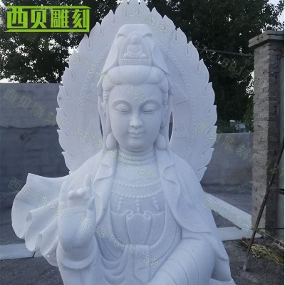 大理石观音摆件 石材龙盘观音雕塑 厂家支持定制中式人物像图4