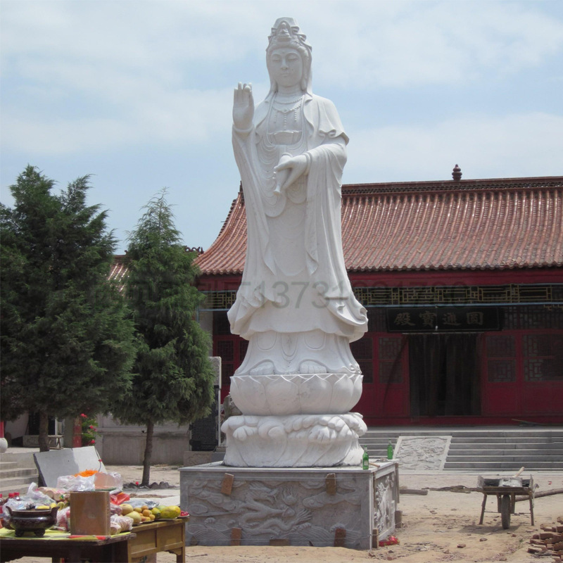 滴水观音雕像，石雕托瓶观音雕像，大型观音雕像，河北观音雕像厂
