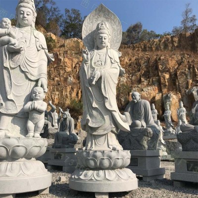 石雕观音像手工雕刻花岗岩观音雕像定制寺庙景区家居供奉佛像摆件图3