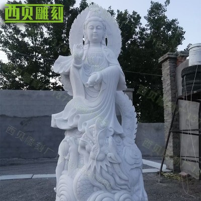 大理石观音摆件 石材龙盘观音雕塑 厂家支持定制中式人物像图5