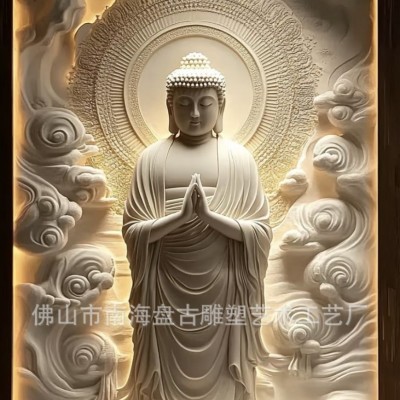 中式禅意佛像浮雕园林景观厂家直销中式背景墙图4