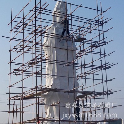 汉白玉石雕观音 景区寺庙奉请石雕佛像观音 低价定做各路石雕神像图3