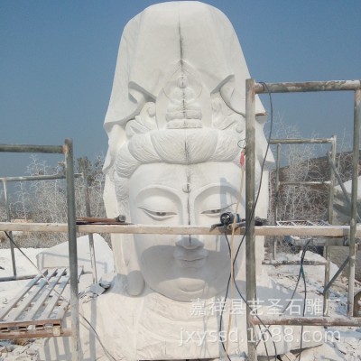 汉白玉石雕观音 景区寺庙奉请石雕佛像观音 低价定做各路石雕神像图4