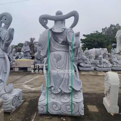 福建石雕关公雕像寺庙祠堂摆件 手工雕刻武财神关二爷佛像站像图4