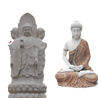 石雕西方三圣像 寺庙佛像观音菩萨雕塑 寺庙供奉佛寺庙寺院石雕图5