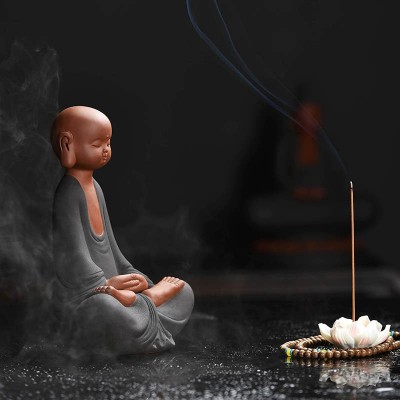 中式家居紫砂小和尚摆件客厅装饰茶室茶桌禅意佛系小僧人物摆设图3