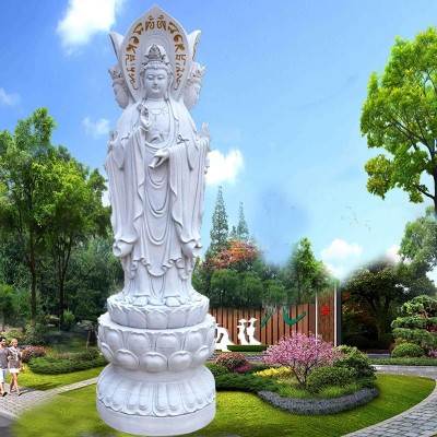 石雕三世释迦摩尼佛像 汉白玉如来佛像 寺庙供奉观音阿弥陀佛石像图5