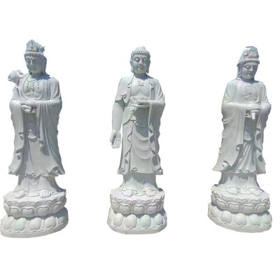 石雕三世释迦摩尼佛像 汉白玉如来佛像 寺庙供奉观音阿弥陀佛石像图2