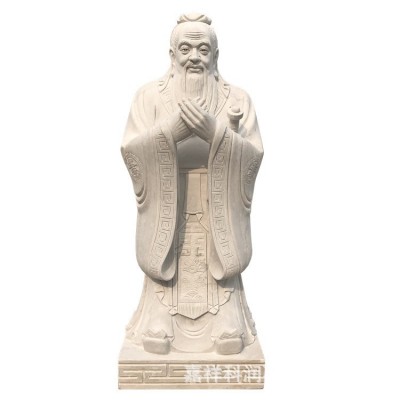 户外景区景观石雕人物摆件校园汉白玉石雕孔子像寺庙供奉石雕佛像图5
