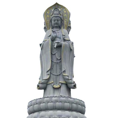 石雕三面观音佛像 花岗岩青石观音菩萨石像 厂家直售图5