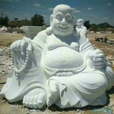石雕佛像汉白玉大肚弥勒佛佛像寺院商铺大理石石像摆件图5