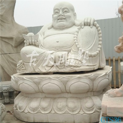 石雕佛像汉白玉大肚弥勒佛佛像寺院商铺大理石石像摆件图3