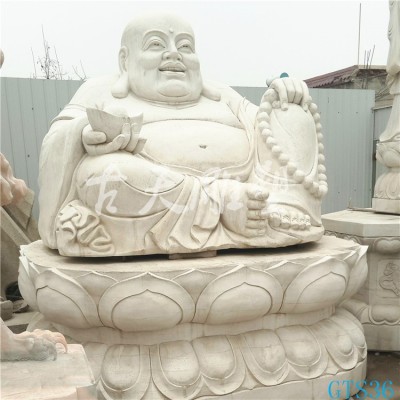 石雕佛像汉白玉大肚弥勒佛佛像寺院商铺大理石石像摆件图2