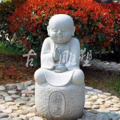 石雕小沙弥花岗岩小和尚小沙弥雕塑户外园林广场摆件佛像罗汉像图2