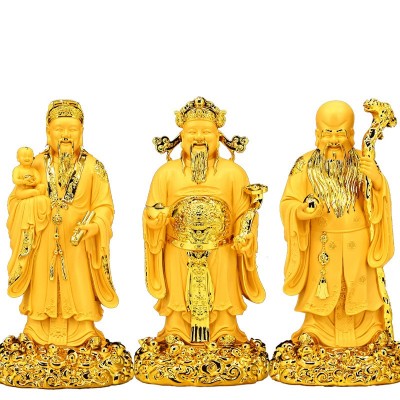防木雕福禄寿喜财三星摆件财神爷佛像老人贺寿客厅生日办公室装饰图5