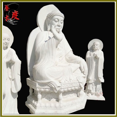 石雕佛像三世佛药师佛阿弥陀佛释迦摩尼佛寺庙供奉十八罗汉雕刻图2