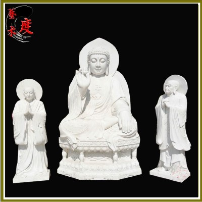 石雕佛像三世佛药师佛阿弥陀佛释迦摩尼佛寺庙供奉十八罗汉雕刻图4
