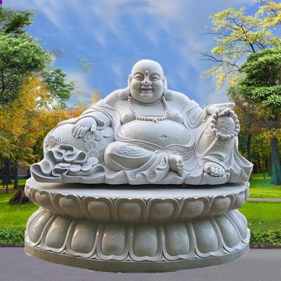 石雕弥勒佛雕刻寺院装饰汉白玉大肚佛如来观音广场景区雕塑厂家图2