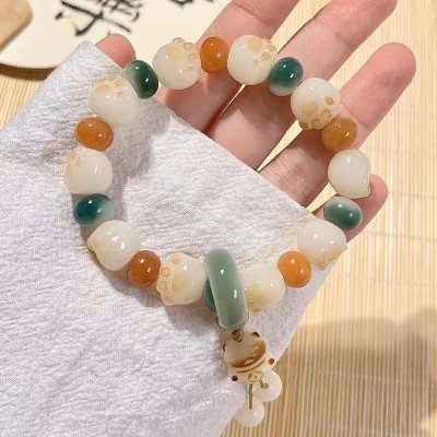 白玉菩提手串女生佛珠盘完单圈手链多宝渐变色菩提籽念珠手持批发图3