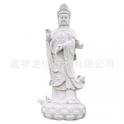 汉白玉石雕佛像石头观音像站像寺庙景区户外观音像三面滴水观音像图5