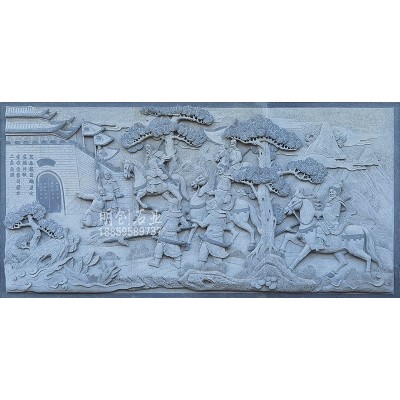 厂家直销 福建惠安石雕 三国攻城雕刻 寺庙祠堂 人物对战带骑浮雕图2