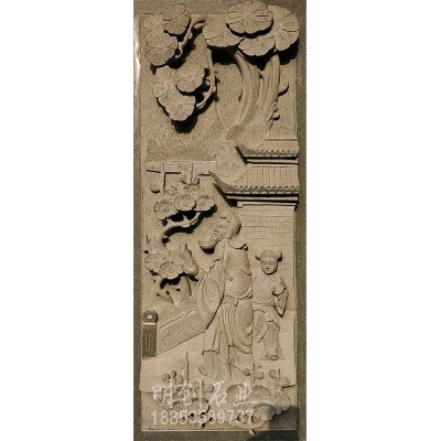 厂家直销 惠安石雕 仿古古建寺庙宗祠祠堂雕刻 人物 和靖咏梅浮雕