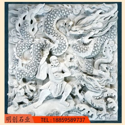 厂家直销惠安石浮雕 五百罗汉寺庙人物雕刻 十八罗汉降龙伏虎佛像