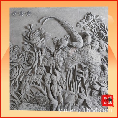 石雕装饰壁画仿古镂空花鸟照壁别墅大堂庭院迎面墙青石浮雕影壁墙图4