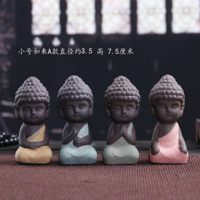 紫砂茶宠四不小和尚工艺品陶瓷如来佛像盆景鱼缸装饰小摆件图2