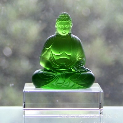厂家直批琉璃礼品琉璃药师佛香水座琉璃佛像工艺品 古法琉璃图3