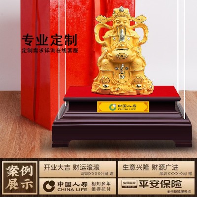 批发厂家绒沙金财神摆件招财沙金财神工艺品会销保险公司开业礼品图4