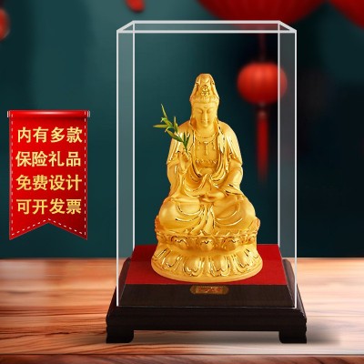 批发绒沙金摆件观音菩萨像佛像居家供奉观世音家用寺庙送香客礼品图3