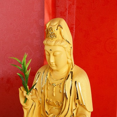 批发绒沙金摆件观音菩萨像佛像居家供奉观世音家用寺庙送香客礼品图4