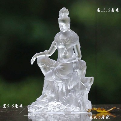 琉璃自在观音鎏金菩萨摆件居家佛堂寺庙摆放供奉礼佛观世音佛像图3