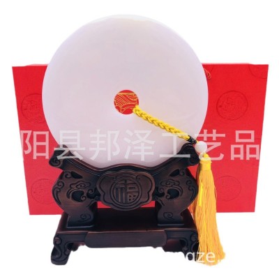 阿富汗玉平安扣摆件和氏璧天然玉石纹路平安保险商务家居礼品图5