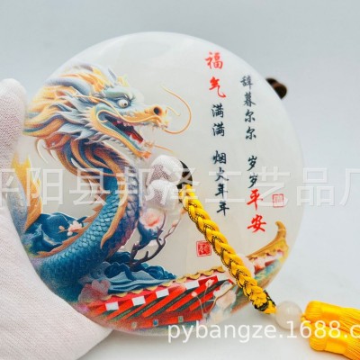 龙年平安扣摆件福龙树脂工艺品摆件生肖龙阿富汉玉平安扣电商礼品图5