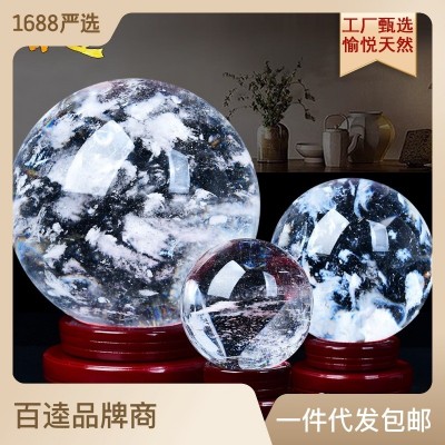 批发熔炼白水晶球原石中式办公室客厅家居摆件手工装饰品开业礼品图3