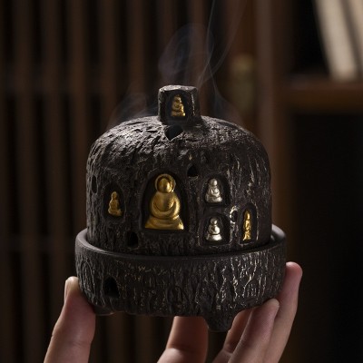盘香炉敦煌禅佛紫砂葫芦中式家用香薰盘托座香插沉香室内焚香盒图4