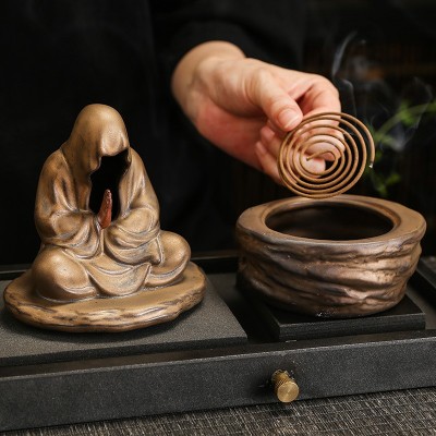 创意陶瓷鎏金无相禅意盘香炉四小时熏香代发香薰炉茶道摆件藏香图5