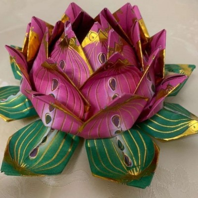 烧金纸双面彩印九色琉璃莲花烫金纸19*19礼佛烧香拜拜手工折纸图4
