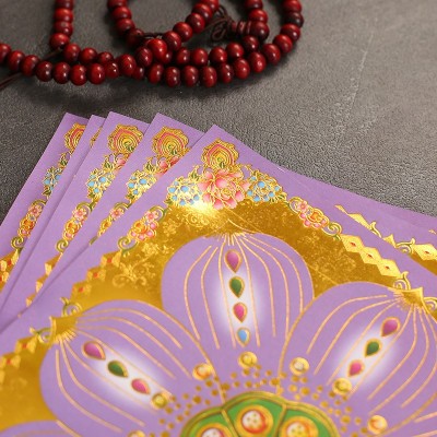 双面彩印烫金纸佛金富贵平安元宝金财神土地公烧金纸手工综合折纸图5