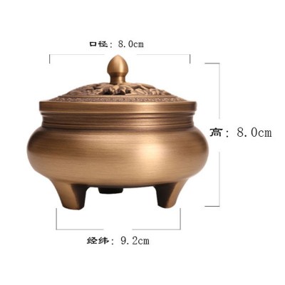 唐匠 铜香炉 熏香炉三足雕花纯铜家用室内檀香炉仿古禅意盘香茶道图2