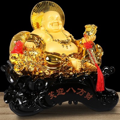 树脂大号招财佛摆件金蟾白菜鱼客厅办公室公司店铺开业乔迁送礼品图2